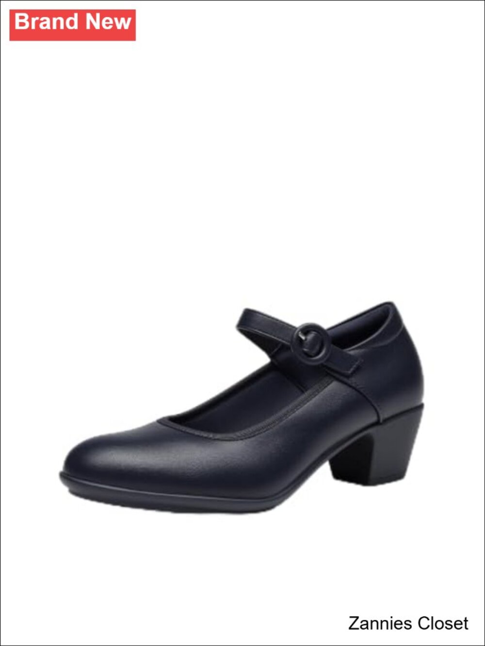✨ Women's Mary Jane Low Chunky Dress Pumps Faux Leather Ankle Strap Block Heel